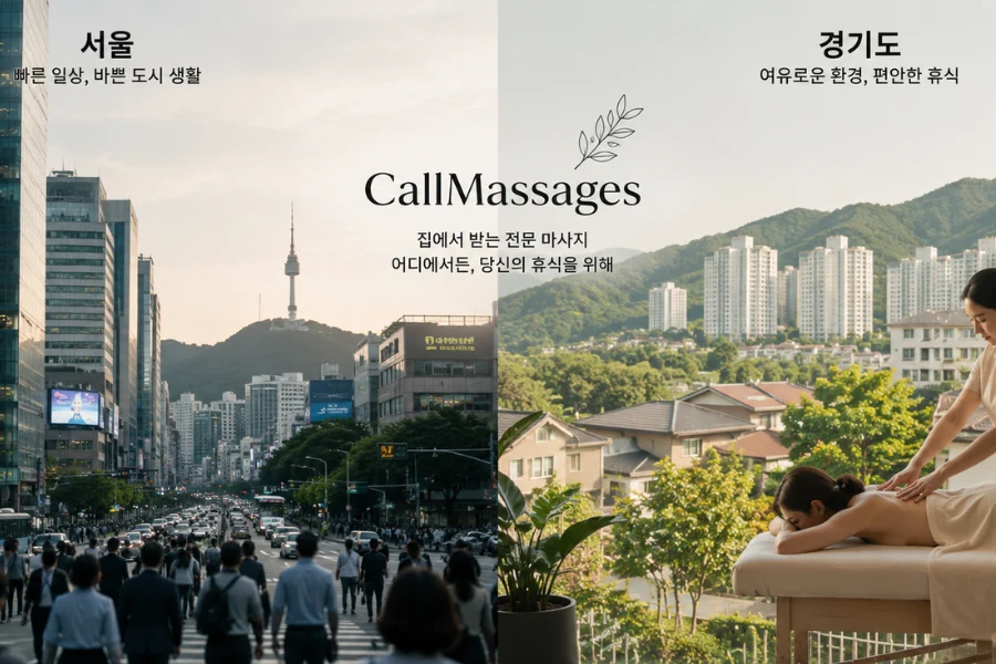서울과 경기도의 도시 생활과 출장 마사지 서비스 비교 이미지