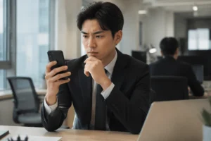 출장 중 갑작스러운 일정 변경으로 예약을 고민하는 직장인